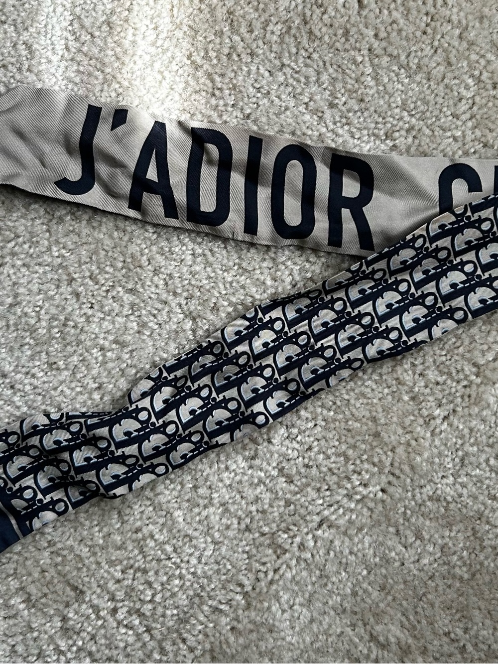 Dior J'ADIOR Slim Silk Scarf in Navy and Beige